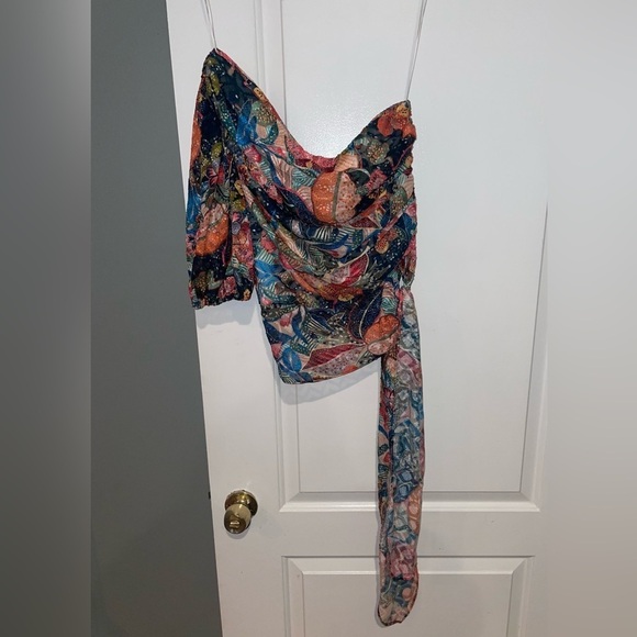 Amanda Uprichard Floral One-Shoulder Top Size Medium - Picture 5 of 12
